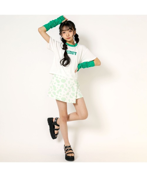 ZIDDY（ジディ）の「ホルスタイン柄コットンラップスカパン(130~160cm)（スカート・キッズ・グリーン/グレー・150/130/140/160）」の5枚目の写真