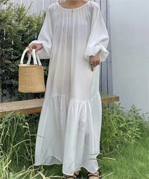 マキシ丈ティアードワンピース