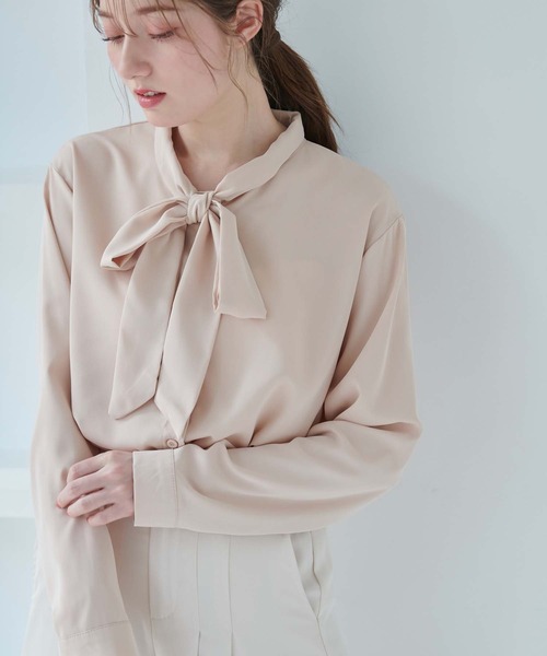 fifth(フィフス)の「リボンタイブラウス(シャツ/ブラウス・レディース・ホワイト/ピンクベージュ・M)」の5枚目の写真
