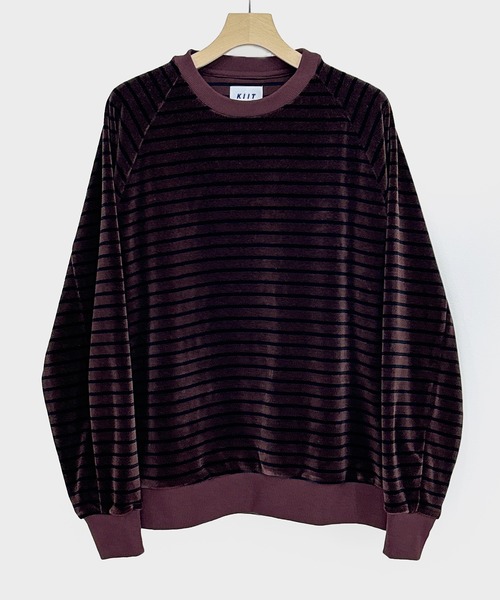 KIIT(キート)の「KIIT キート / CREW NECK PULLOVER クルーネックベロアプルオーバースウェット トレーナー / KIP-T93-003(スウェット・メンズ・ネイビー/バーガンディー・3/2/1)」の2枚目の写真