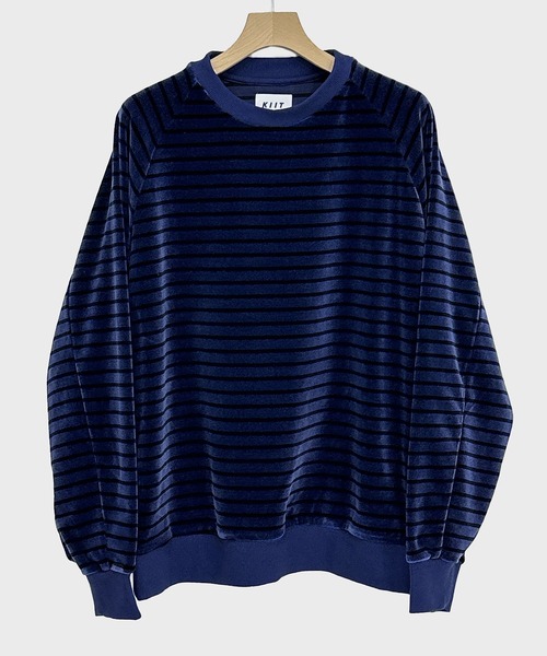 KIIT(キート)の「KIIT キート / CREW NECK PULLOVER クルーネックベロアプルオーバースウェット トレーナー / KIP-T93-003(スウェット・メンズ・ネイビー/バーガンディー・3/2/1)」の3枚目の写真