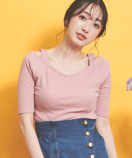 NOELA（ノエラ）の「ストラップデザインカットソー（Tシャツ/カットソー・レディース・ブラック/ピンク/キャメル・フリー）」の13枚目の写真