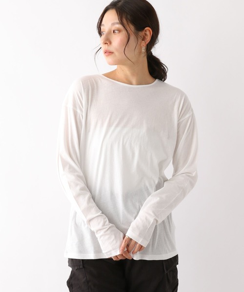 LEPSIM（レプシィム）の「ソフトスキントップス　193616（Tシャツ/カットソー・レディース・オフホワイト/ライトグリーン/グレイッシュベージュ・FREE）」の4枚目の写真