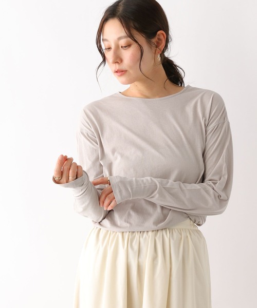 LEPSIM（レプシィム）の「ソフトスキントップス　193616（Tシャツ/カットソー・レディース・オフホワイト/ライトグリーン/グレイッシュベージュ・FREE）」の9枚目の写真