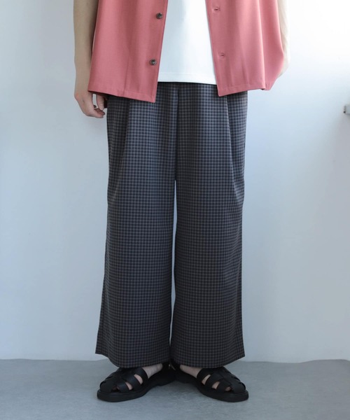 SENSE OF PLACE by URBAN RESEARCH（センスオブプレイスバイアーバンリサーチ）の「『セットアップ対応』『イージーケア』チェックリネンライクボリュームワイドパンツ（その他パンツ・メンズ・その他1/その他2・MEDIUM/LARGE）」の15枚目の写真