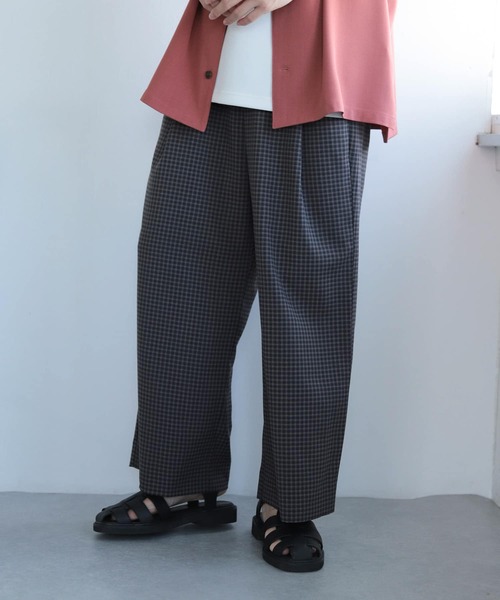 SENSE OF PLACE by URBAN RESEARCH（センスオブプレイスバイアーバンリサーチ）の「『セットアップ対応』『イージーケア』チェックリネンライクボリュームワイドパンツ（その他パンツ・メンズ・その他1/その他2・MEDIUM/LARGE）」の16枚目の写真