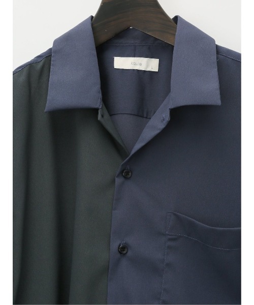 m.f.editorial（エムエフエディトリアル）の「kaule クレイジー切替 レギュラーカラー半袖シャツ（シャツ/ブラウス・メンズ・ネイビー/ダークウッド/グレー系その他2・X-LARGE/LARGE/MEDIUM）」の7枚目の写真