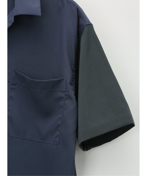 m.f.editorial（エムエフエディトリアル）の「kaule クレイジー切替 レギュラーカラー半袖シャツ（シャツ/ブラウス・メンズ・ネイビー/ダークウッド/グレー系その他2・X-LARGE/LARGE/MEDIUM）」の8枚目の写真