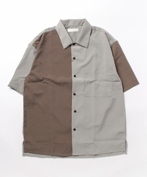 m.f.editorial（エムエフエディトリアル）の「kaule クレイジー切替 レギュラーカラー半袖シャツ（シャツ/ブラウス・メンズ・ネイビー/ダークウッド/グレー系その他2・X-LARGE/LARGE/MEDIUM）」の10枚目の写真