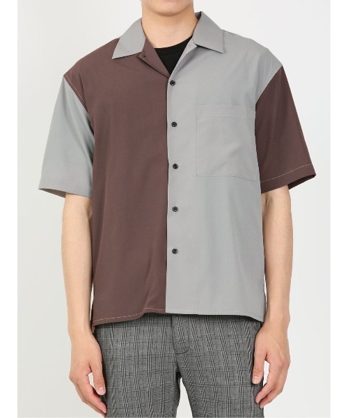 m.f.editorial（エムエフエディトリアル）の「kaule クレイジー切替 レギュラーカラー半袖シャツ（シャツ/ブラウス・メンズ・ネイビー/ダークウッド/グレー系その他2・X-LARGE/LARGE/MEDIUM）」の11枚目の写真