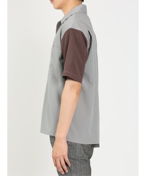 m.f.editorial（エムエフエディトリアル）の「kaule クレイジー切替 レギュラーカラー半袖シャツ（シャツ/ブラウス・メンズ・ネイビー/ダークウッド/グレー系その他2・X-LARGE/LARGE/MEDIUM）」の12枚目の写真