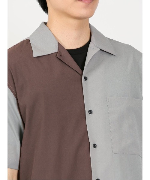 m.f.editorial（エムエフエディトリアル）の「kaule クレイジー切替 レギュラーカラー半袖シャツ（シャツ/ブラウス・メンズ・ネイビー/ダークウッド/グレー系その他2・X-LARGE/LARGE/MEDIUM）」の14枚目の写真