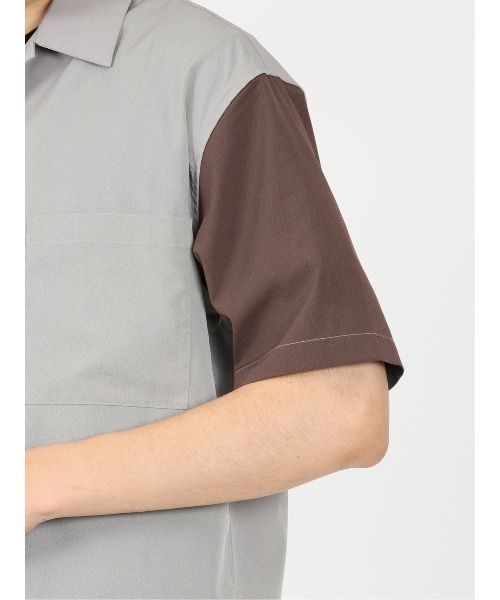 m.f.editorial（エムエフエディトリアル）の「kaule クレイジー切替 レギュラーカラー半袖シャツ（シャツ/ブラウス・メンズ・ネイビー/ダークウッド/グレー系その他2・X-LARGE/LARGE/MEDIUM）」の15枚目の写真