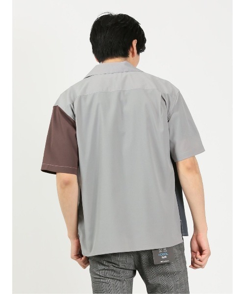 m.f.editorial（エムエフエディトリアル）の「kaule クレイジー切替 レギュラーカラー半袖シャツ（シャツ/ブラウス・メンズ・ネイビー/ダークウッド/グレー系その他2・X-LARGE/LARGE/MEDIUM）」の17枚目の写真