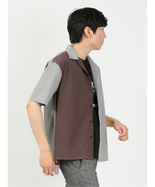 m.f.editorial（エムエフエディトリアル）の「kaule クレイジー切替 レギュラーカラー半袖シャツ（シャツ/ブラウス・メンズ・ネイビー/ダークウッド/グレー系その他2・X-LARGE/LARGE/MEDIUM）」の18枚目の写真