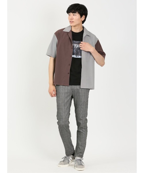 m.f.editorial（エムエフエディトリアル）の「kaule クレイジー切替 レギュラーカラー半袖シャツ（シャツ/ブラウス・メンズ・ネイビー/ダークウッド/グレー系その他2・X-LARGE/LARGE/MEDIUM）」の19枚目の写真