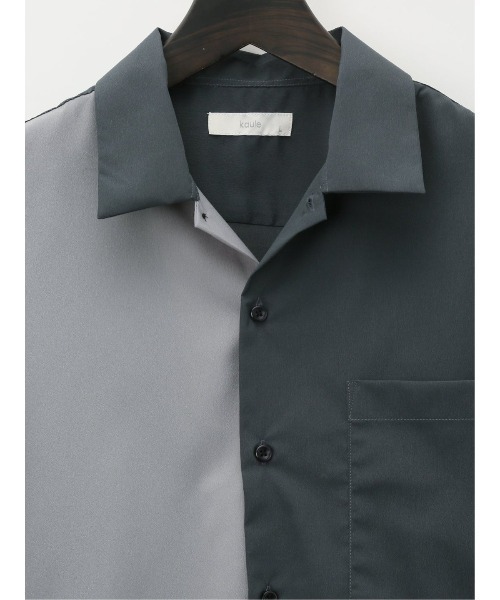 m.f.editorial（エムエフエディトリアル）の「kaule クレイジー切替 レギュラーカラー半袖シャツ（シャツ/ブラウス・メンズ・ネイビー/ダークウッド/グレー系その他2・X-LARGE/LARGE/MEDIUM）」の22枚目の写真