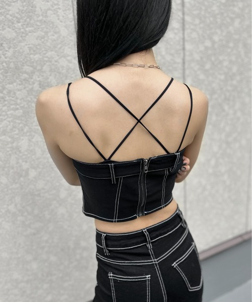 LVEU.(ラブユ.)の「【LVEU.】ダブルストラップバッククロスブラトップ / トップス ブラトップ キャミソール パット カップ クロス インナー ブラック(キャミソール・レディース・ブラック・FREE)」の4枚目の写真