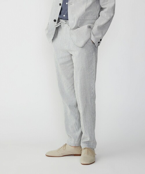 美品 WTAPS TROUSERS グレーストライプシアサッカーLサイズ SHIPS（シップス）の「SHIPS:〈手洗い可能〉 サフィラン リネン シア