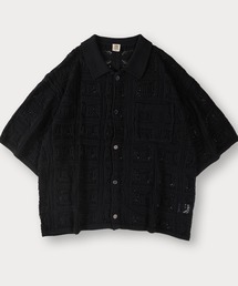 クロシェニットポロカーディガン