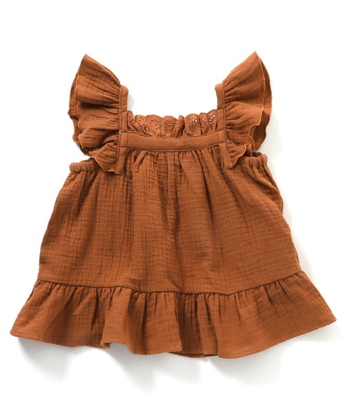 Seraph（セラフ）の「Seraph/セラフ 袖フリルラテカラートップス ノースリーブ ギャザー（タンクトップ・キッズ・チャコール/ベージュ/ブラウン・130/120/140）」の5枚目の写真