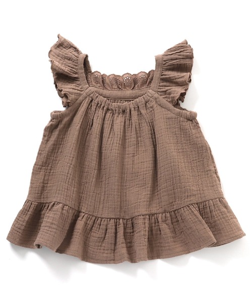 Seraph（セラフ）の「Seraph/セラフ 袖フリルラテカラートップス ノースリーブ ギャザー（タンクトップ・キッズ・チャコール/ベージュ/ブラウン・130/120/140）」の11枚目の写真