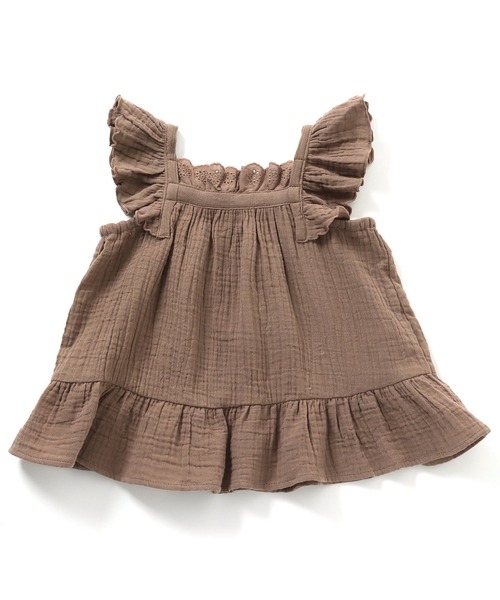 Seraph（セラフ）の「Seraph/セラフ 袖フリルラテカラートップス ノースリーブ ギャザー（タンクトップ・キッズ・チャコール/ベージュ/ブラウン・130/120/140）」の18枚目の写真