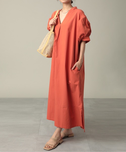 MAISON BREEZE（メゾンブリーズ）の「【MAISON BREEZE】Vネックパフスリーブワンピース SCCH355（ワンピース・レディース・グレー/ブラック/ブラウン・FREE）」の11枚目の写真