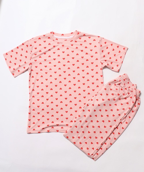 Chick(チック)の「ハート柄ルームウェアセットアップ(ルームウェア/パジャマ・レディース・ピンク/ホワイト・FREE)」の12枚目の写真
