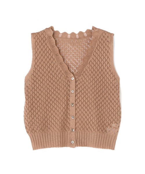 N.(N. Natural Beauty Basic)(エヌエヌナチュラルビューティーベーシック)の「◆リーフ柄編みVニットタンク(ニット/セーター・レディース・オフホワイト/モカ/グリーン・MEDIUM)」の19枚目の写真