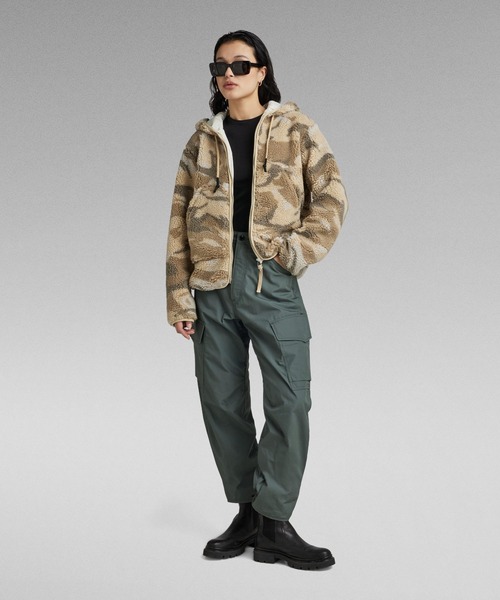 G-STAR(ジースター)の「SHORT TEDDY JACKET/ボアジップパーカー(その他アウター・レディース・ブラウン系カモフラージュ・SMALL/X-SMALL/MEDIUM)」の5枚目の写真