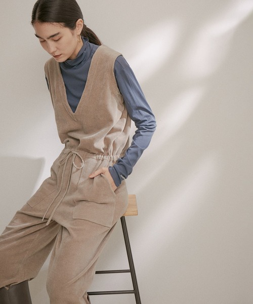 SALON adam et rope'（サロン アダム エ ロペ）の「オールインワン -CreamyCotton /クリーミーコットン-（つなぎ/オールインワン・レディース・ブラック系その他/ホワイト/ベージュ/グレー・FREE）」の4枚目の写真