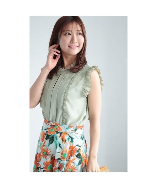 Sawa a la mode(サワアラモード)の「フリルシャツブラウス(Tシャツ/カットソー・レディース・ブラック/その他/グリーン・FREE)」の7枚目の写真