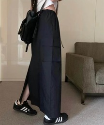 【SETUP7】ドローコードロング丈カーゴスカート KNF025