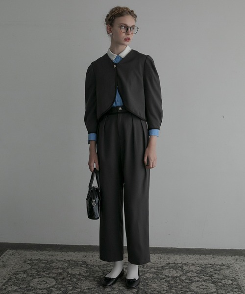 BONLECILL noir（ボンルシールノワール）の「【BONLECILL noir】2wayサテンカラークレリックパール/ビジューブラウス（シャツ/ブラウス・レディース・オフホワイト/ブラック/ブルー/チャコールグレー/ブルー系1/ブラック系1/グレー系1/ホワイト系1・FREE）」の9枚目の写真