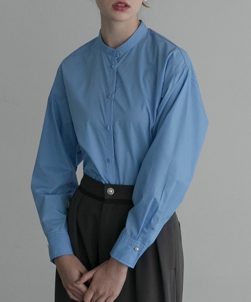 BONLECILL noir（ボンルシールノワール）の「【BONLECILL noir】2wayサテンカラークレリックパール/ビジューブラウス（シャツ/ブラウス・レディース・オフホワイト/ブラック/ブルー/チャコールグレー/ブルー系1/ブラック系1/グレー系1/ホワイト系1・FREE）」の11枚目の写真