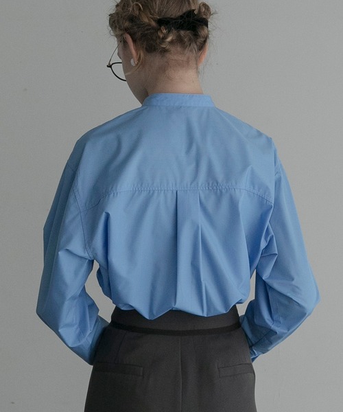 BONLECILL noir（ボンルシールノワール）の「【BONLECILL noir】2wayサテンカラークレリックパール/ビジューブラウス（シャツ/ブラウス・レディース・オフホワイト/ブラック/ブルー/チャコールグレー/ブルー系1/ブラック系1/グレー系1/ホワイト系1・FREE）」の12枚目の写真