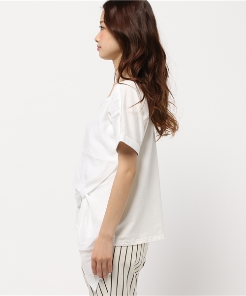 ROSE BUD COUPLES (ローズ バッド カップルズ)の「S-LCTT-15148 ASYMMETRY V/N S/S TOP(Tシャツ/カットソー・レディース・ホワイト/ブラック/オリーブ・ONE SIZE)」の10枚目の写真