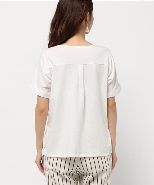 ROSE BUD COUPLES (ローズ バッド カップルズ)の「S-LCTT-15148 ASYMMETRY V/N S/S TOP(Tシャツ/カットソー・レディース・ホワイト/ブラック/オリーブ・ONE SIZE)」の9枚目の写真