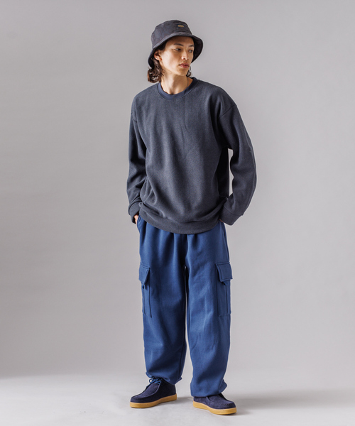 MYSELF ABAHOUSE(マイセルフアバハウス)の「ハニカム 裏起毛 クルーネック トレーナー カットソー(Tシャツ/カットソー・メンズ・アイボリー/ネイビー/ブラック・M/L/LL)」の4枚目の写真