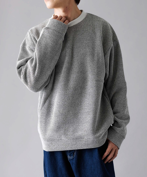 MYSELF ABAHOUSE(マイセルフアバハウス)の「ハニカム 裏起毛 クルーネック トレーナー カットソー(Tシャツ/カットソー・メンズ・アイボリー/ネイビー/ブラック・M/L/LL)」の5枚目の写真