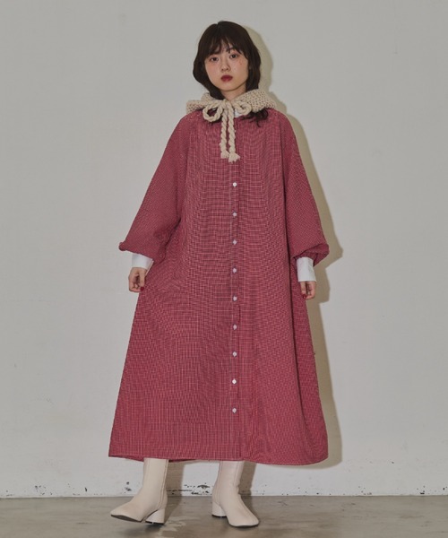 MERLOT（メルロー）の「クレリックシャツワンピース（ワンピース・レディース・レッド/チェック/ブラック・FREE）」の21枚目の写真