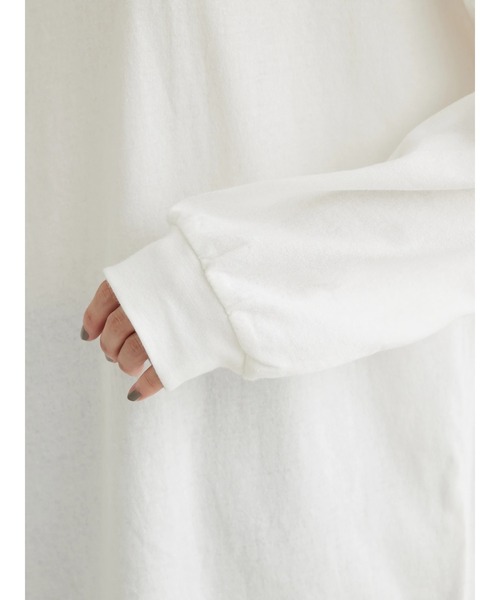 Green　Parks（グリーンパークス）の「ワンポイントカレッジロゴ裾ラウンドチュニック（チュニック・レディース・パープル/オフホワイト/ダークグレー・FREE）」の12枚目の写真