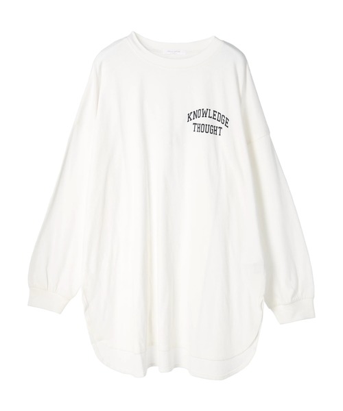 Green　Parks（グリーンパークス）の「ワンポイントカレッジロゴ裾ラウンドチュニック（チュニック・レディース・パープル/オフホワイト/ダークグレー・FREE）」の14枚目の写真