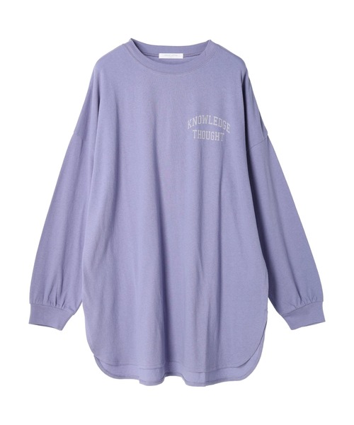 Green　Parks（グリーンパークス）の「ワンポイントカレッジロゴ裾ラウンドチュニック（チュニック・レディース・パープル/オフホワイト/ダークグレー・FREE）」の16枚目の写真