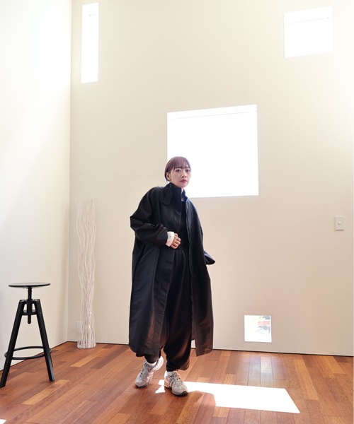 ULEULA（ウルア）の「スタンドカラーシャツコート/ステンカラーシャツコート/スプリングコート（ステンカラーコート・レディース・カーキ/ブラック・FREE）」の4枚目の写真