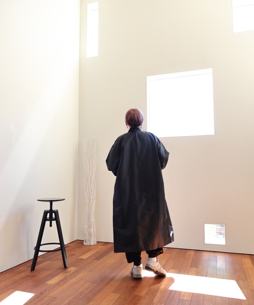 ULEULA（ウルア）の「スタンドカラーシャツコート/ステンカラーシャツコート/スプリングコート（ステンカラーコート・レディース・カーキ/ブラック・FREE）」の6枚目の写真