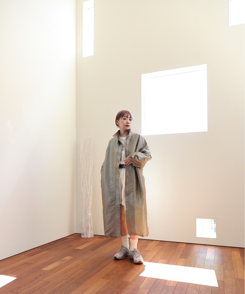 ULEULA（ウルア）の「スタンドカラーシャツコート/ステンカラーシャツコート/スプリングコート（ステンカラーコート・レディース・カーキ/ブラック・FREE）」の17枚目の写真