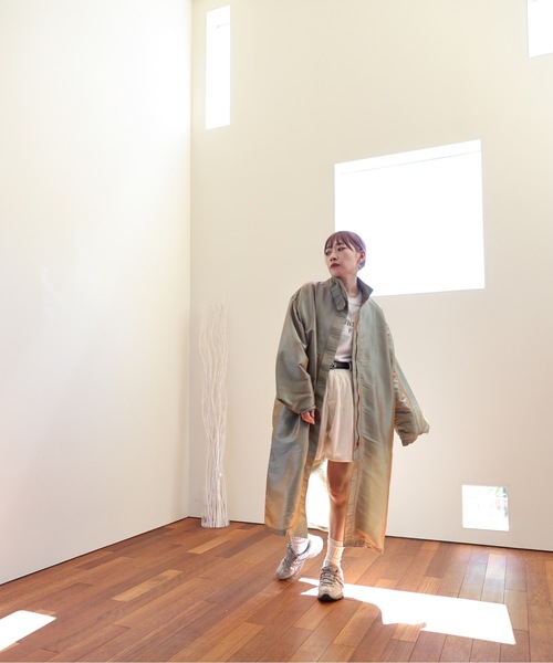 ULEULA（ウルア）の「スタンドカラーシャツコート/ステンカラーシャツコート/スプリングコート（ステンカラーコート・レディース・カーキ/ブラック・FREE）」の18枚目の写真