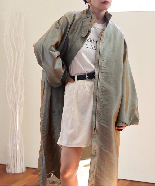 ULEULA（ウルア）の「スタンドカラーシャツコート/ステンカラーシャツコート/スプリングコート（ステンカラーコート・レディース・カーキ/ブラック・FREE）」の14枚目の写真